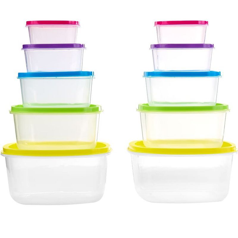 20-Piece Multicolor Plastic Food Storage Container Set