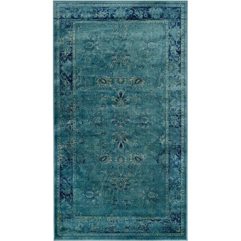 Turquoise Multi Hand-knotted Wool Silk Area Rug