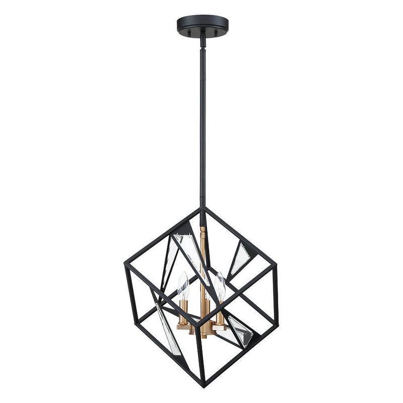 Matte Black Geometric Glass 3-Light Pendant