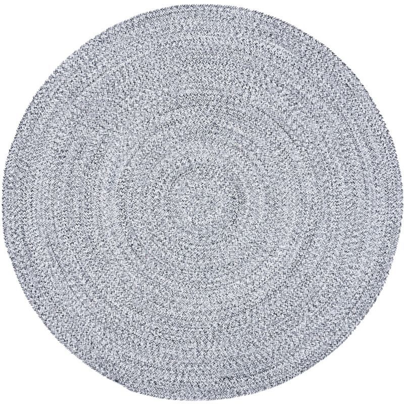 Handmade Cotton Braided Reversible Round Rug in Black - 4'