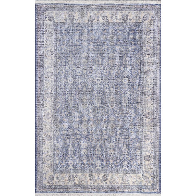 Helena Blue and White Cotton Blend Rectangular Rug 3' x 5'