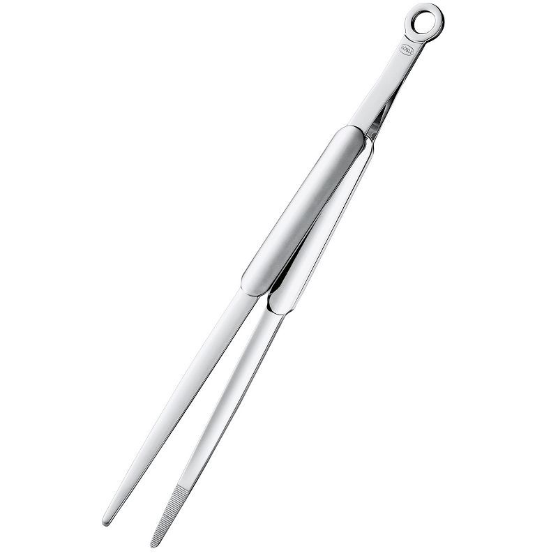 Stainless Steel Fine Tongs with Grooved Tips, 12.2-Inch