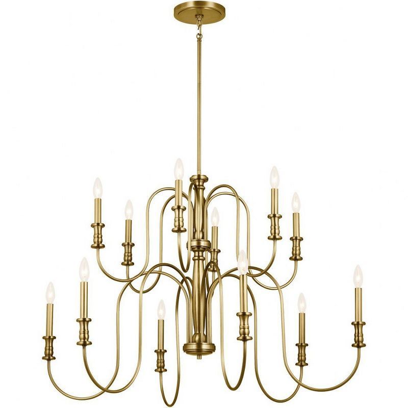 Karthe 42" Natural Brass 12-Light Candle Chandelier