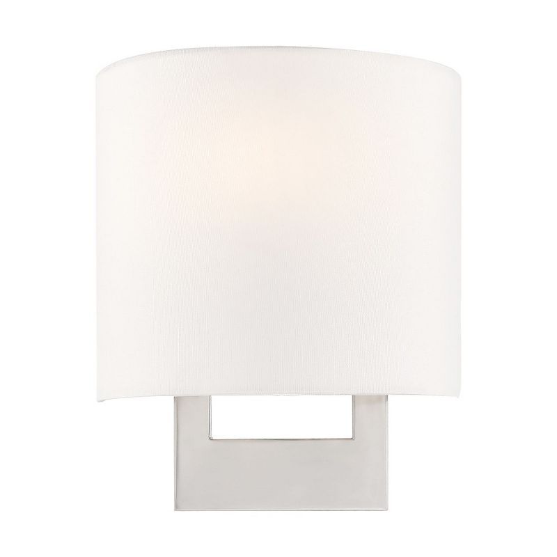 Elegant Brushed Nickel 1-Light Wall Sconce with Off-White Shade