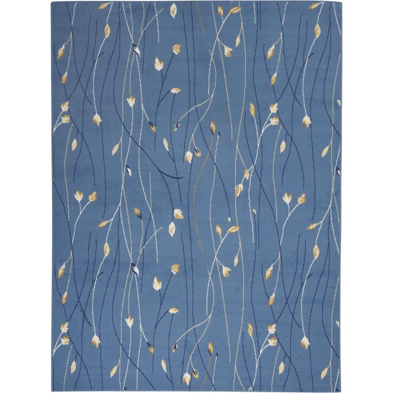 Light Blue Floral Synthetic 5' x 7' Area Rug