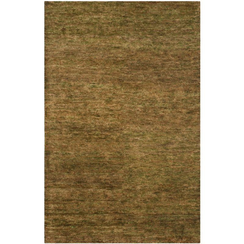 Handmade Tufted Green Wool Rectangular Rug 6' x 9'