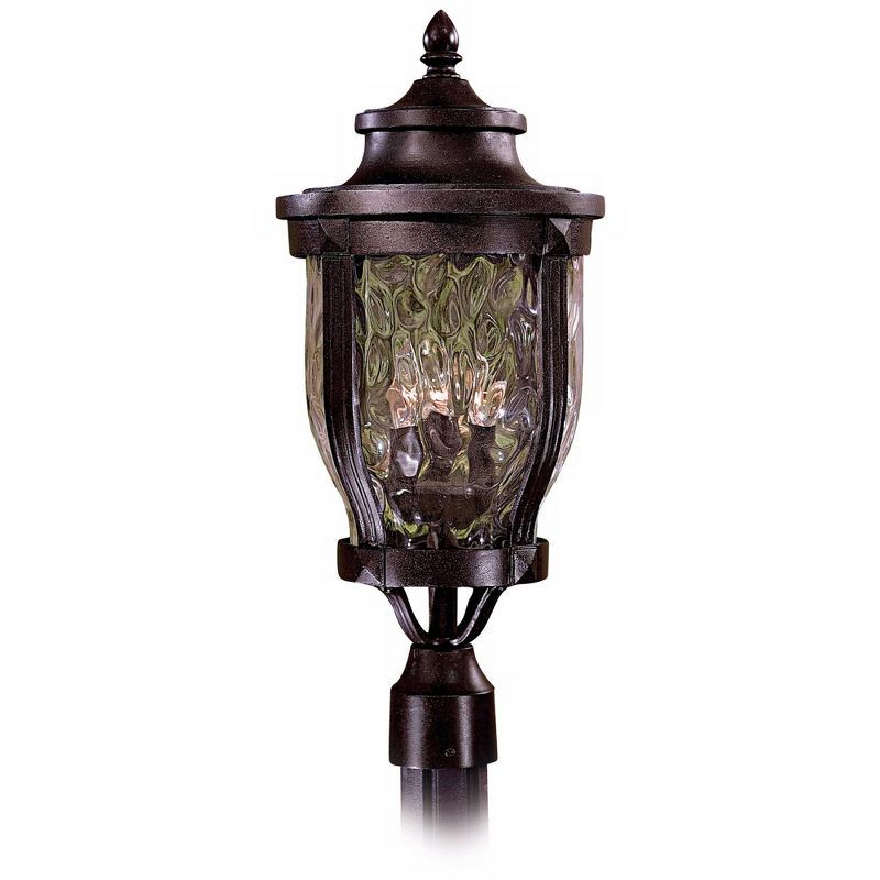 Merrimack Corona Bronze 24" Outdoor Post Lantern with Clear Hammered Glass