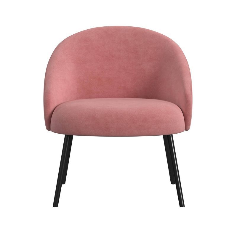 Blush Pink Velvet Modern Accent Chair with Metal Legs