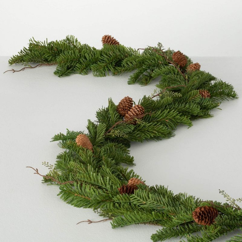 72" Green Artificial Pine Christmas Garland with Pine Cones