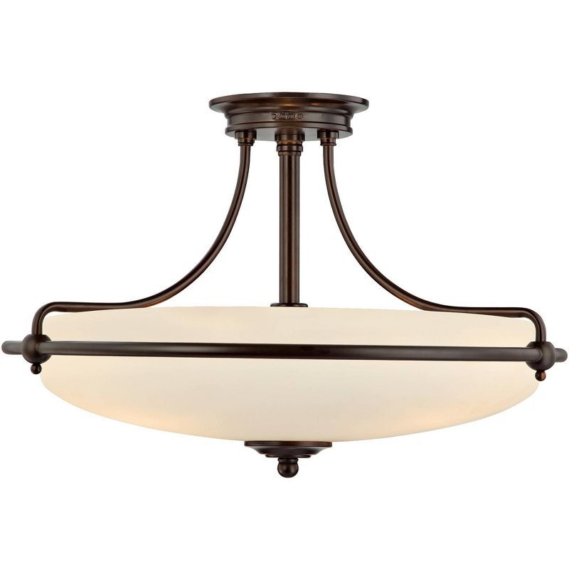 Elegant Palladian Bronze 21" Indoor/Outdoor Ceiling Light with Opal Glass