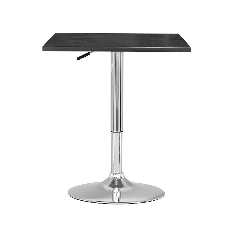 Adjustable Height Black and Chrome Square Bar Table