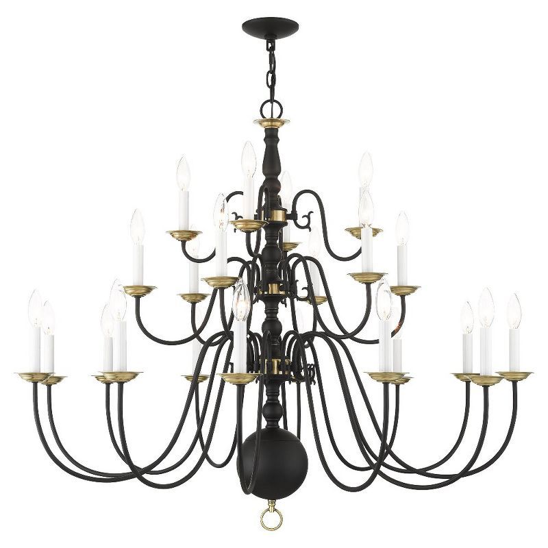 Black and Brass 22-Light Colonial Chandelier