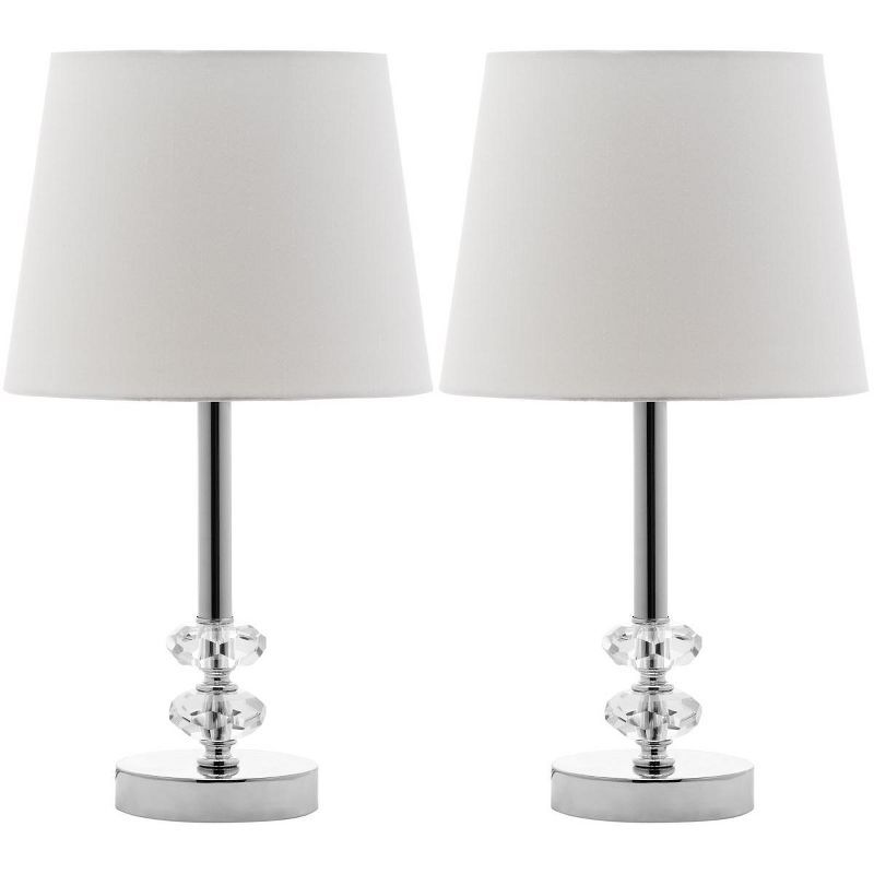 Ashford Clear Crystal Orb Table Lamp Set with White Shade