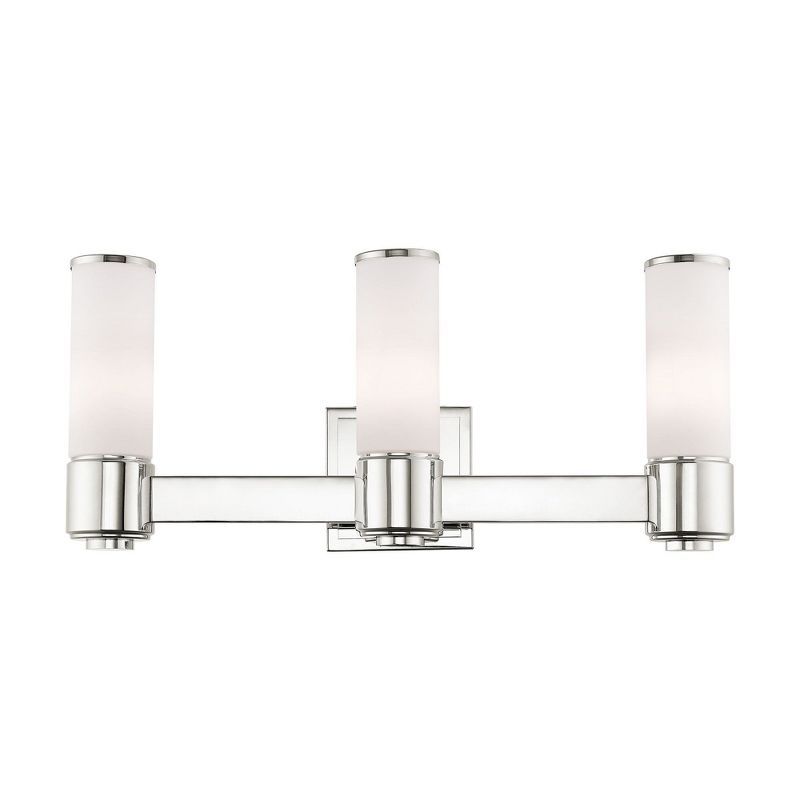 Polished Nickel Three-Light Bathroom Vanity Fixture