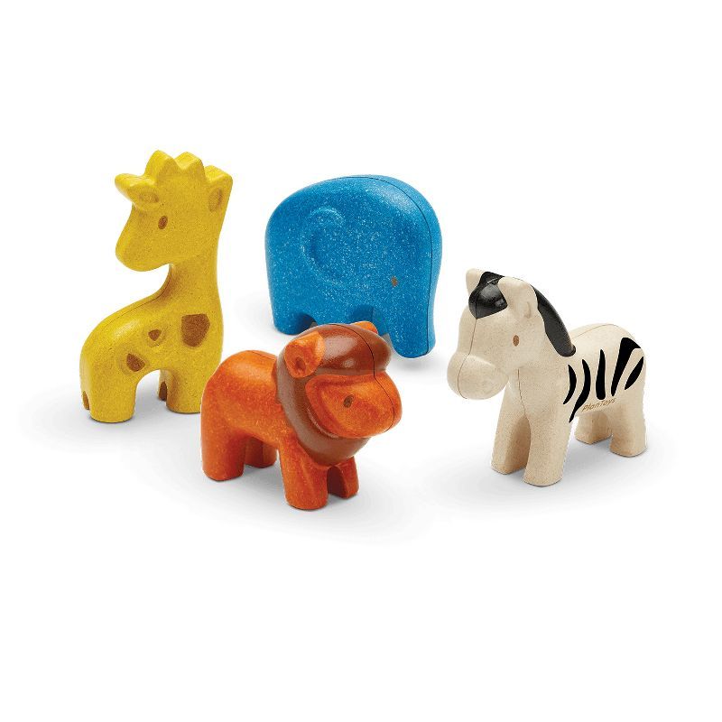 Wild Animals Wooden Figure Set with Organic Pigments