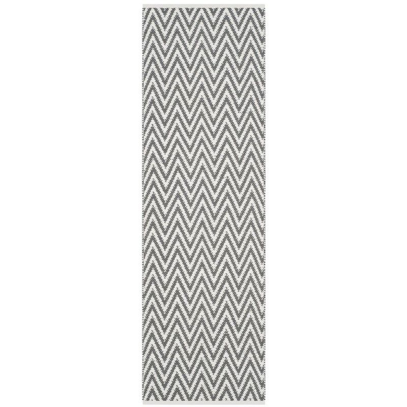 Coastal Charm Handwoven Cotton Runner Rug in Grey/Ivory - 2'3" x 7'