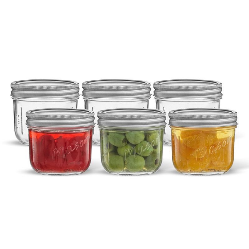 8 oz Clear Glass Mason Jars with Airtight Lids, Set of 6