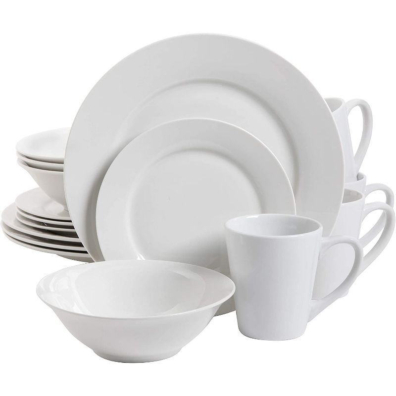 White Porcelain 16-Piece Dinnerware Set, Service for 4