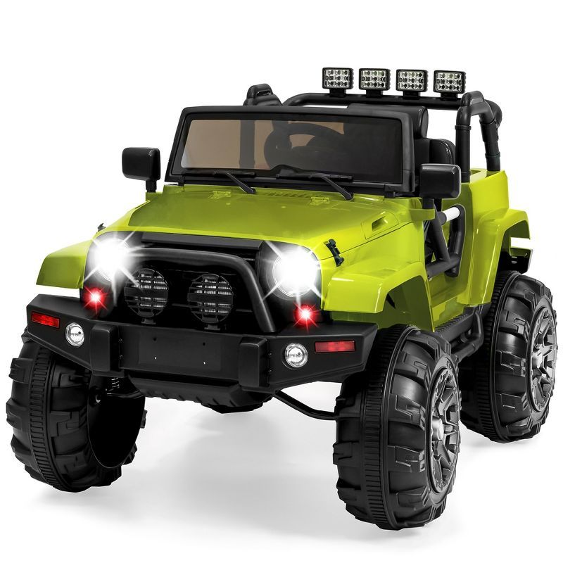 Green 12V Kids Ride-On Truck with Remote Control and LED Lights