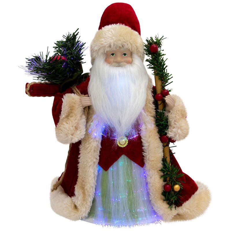 Lighted Color-Changing Fiber Optic Santa Claus Tree Topper - 12"