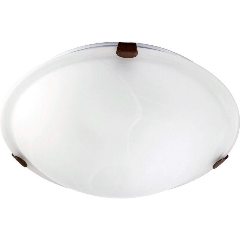 Elegant Oiled Bronze 2-Light Flush Mount with White Glass Shade