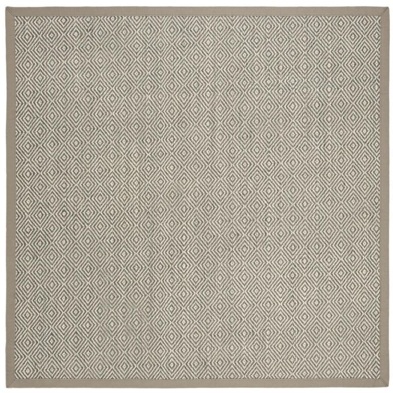 Hand-Knotted Easy Care Cotton Area Rug - Gray, 6' x 6' Square