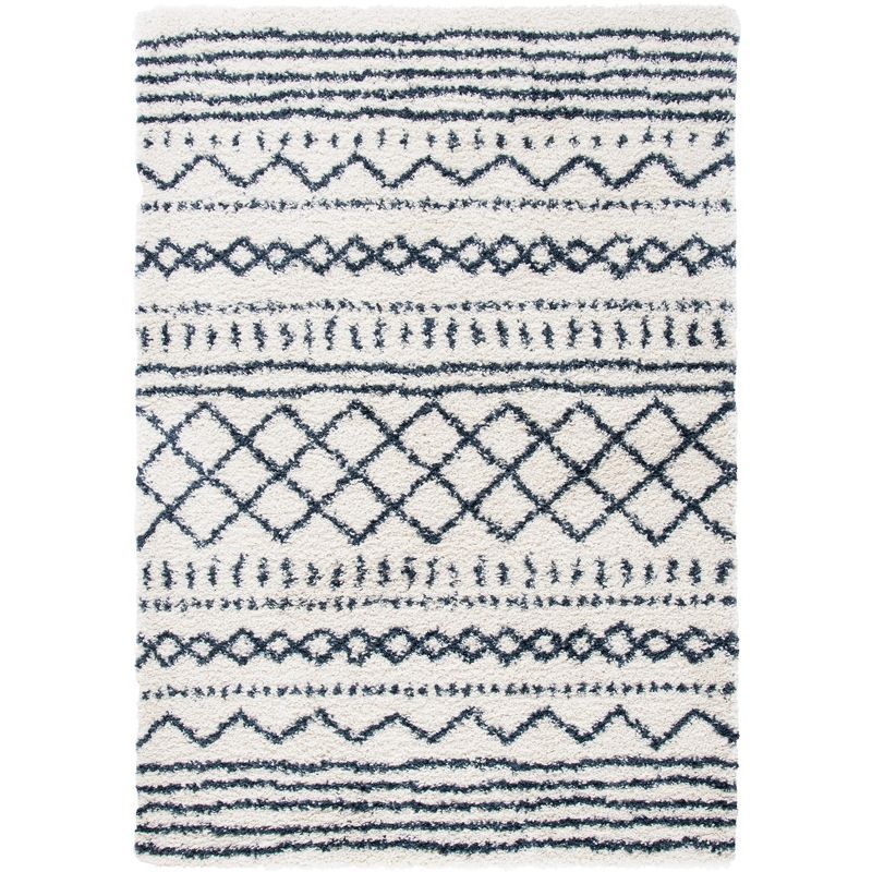 Ivory Soft Shag 4' x 6' Hand-Knotted Synthetic Area Rug