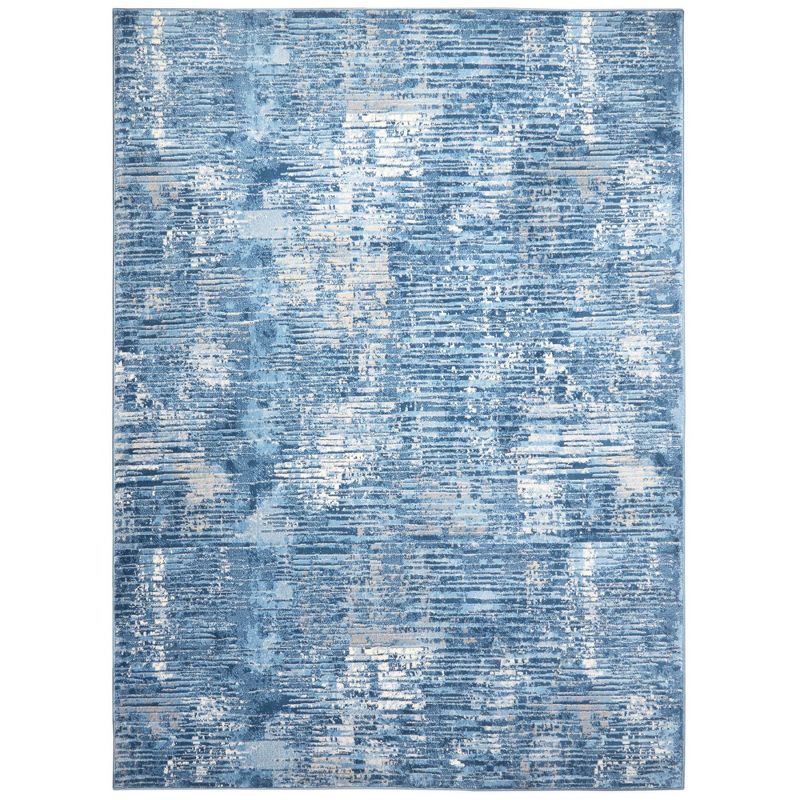 Melrose Lorenzo Blue Abstract 6' x 9' Synthetic Area Rug