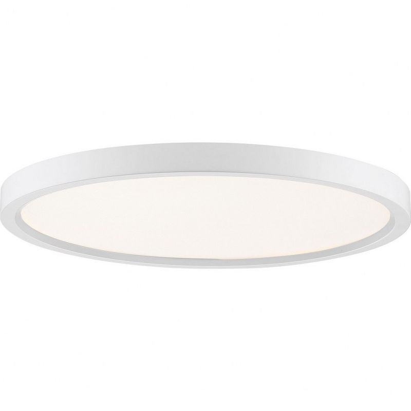 15'' White Glass LED Flush Mount Light with Brushed Nickel