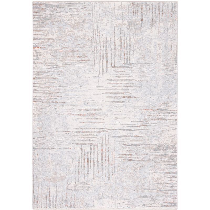 Marmara Beige and Blue Hand-Knotted Viscose Area Rug