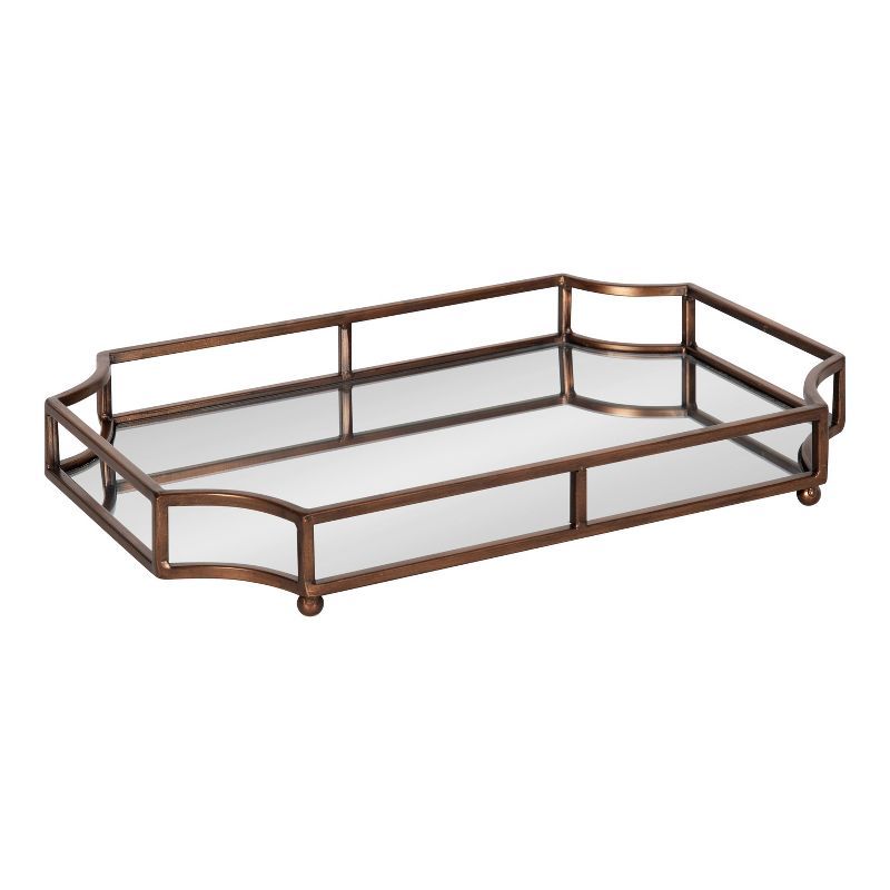 Bronze Scalloped Rectangular Glass Decorative Tray