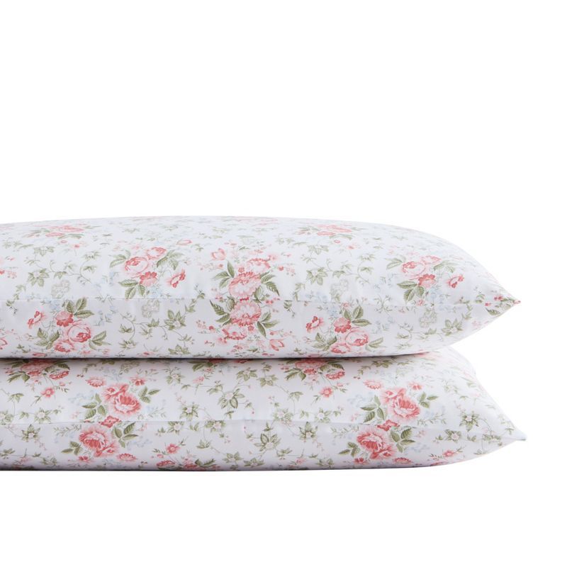 Lilian Coral Floral Cotton Sateen Standard Pillowcase Set