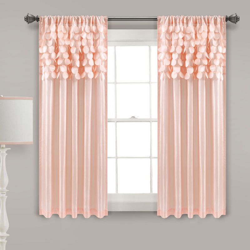 Blush Polyester Room-Darkening Rod Pocket Window Curtain Panels