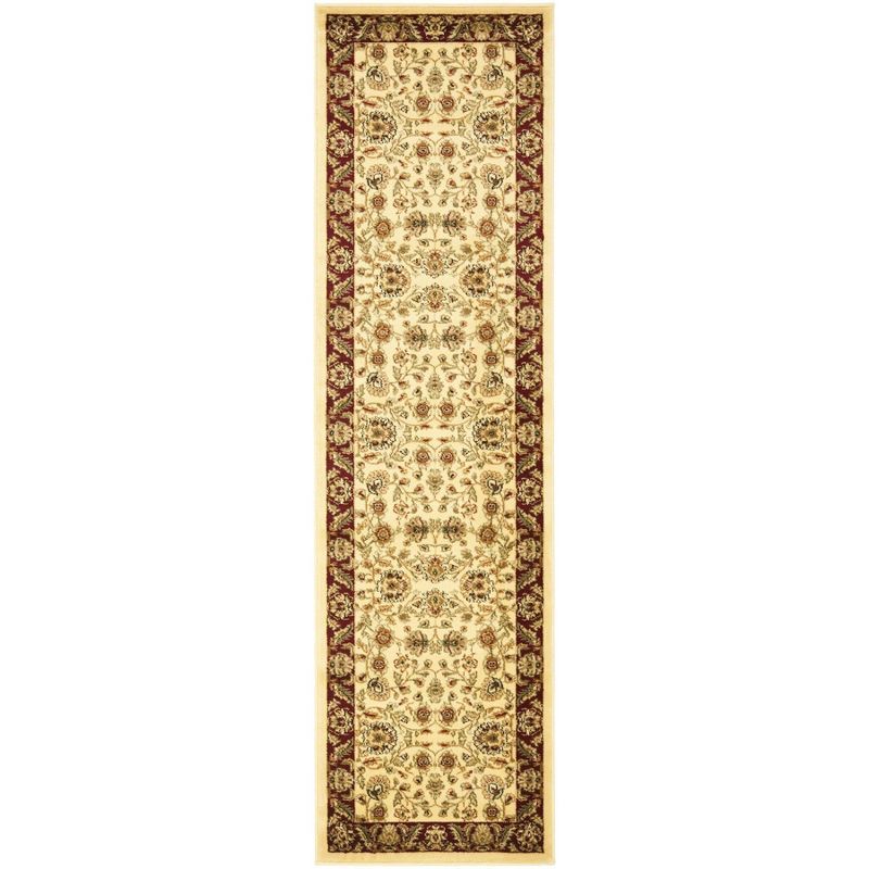 Ivory and Red Floral Synthetic Runner Rug, 2'3" x 6'