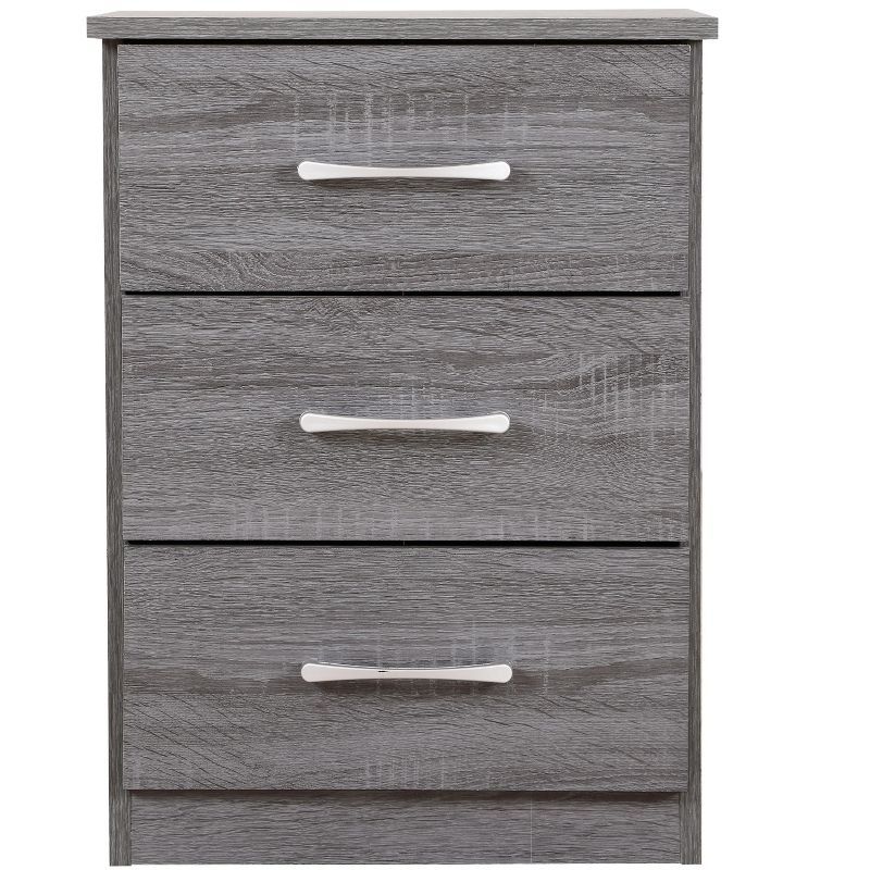 Boston Gray 3-Drawer Solid Wood Nightstand