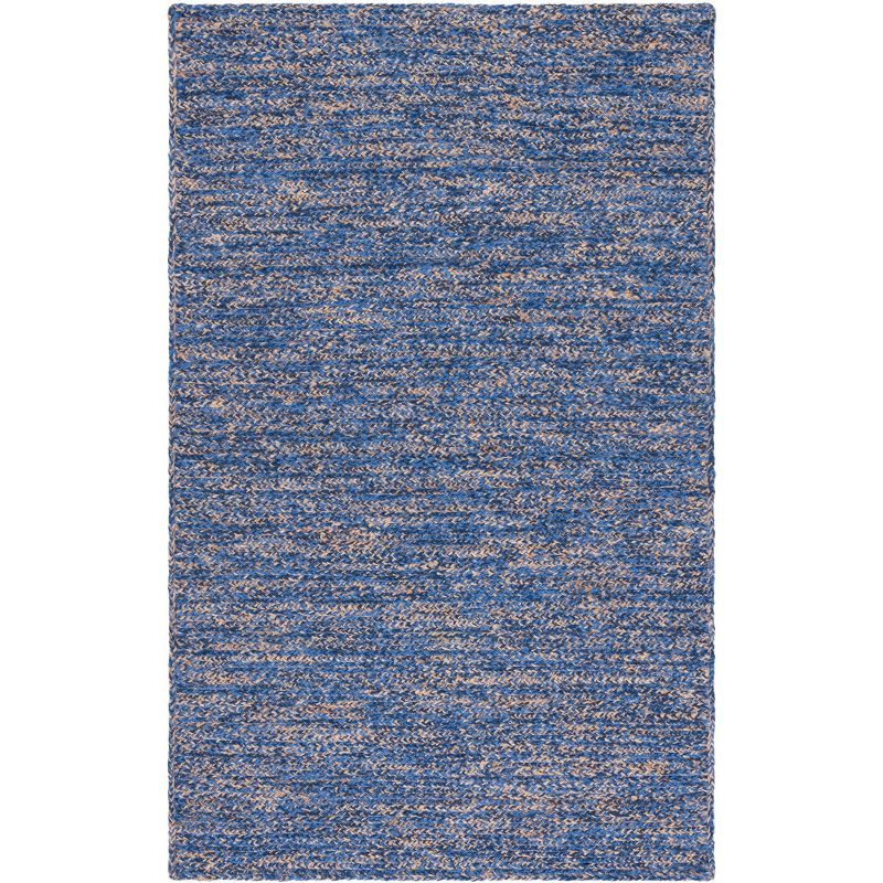 Handmade Blue Wool Rectangular Area Rug, 5' x 8'