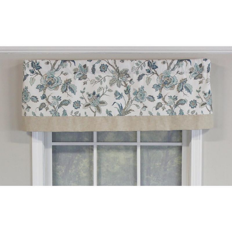 Gianna Spa Floral Rod Pocket Valance with Contrast Banding