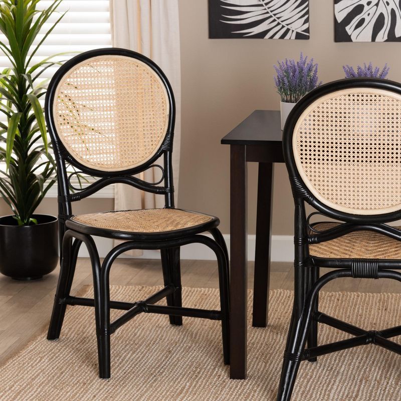 Ayana Black and Natural Rattan Low Side Chair