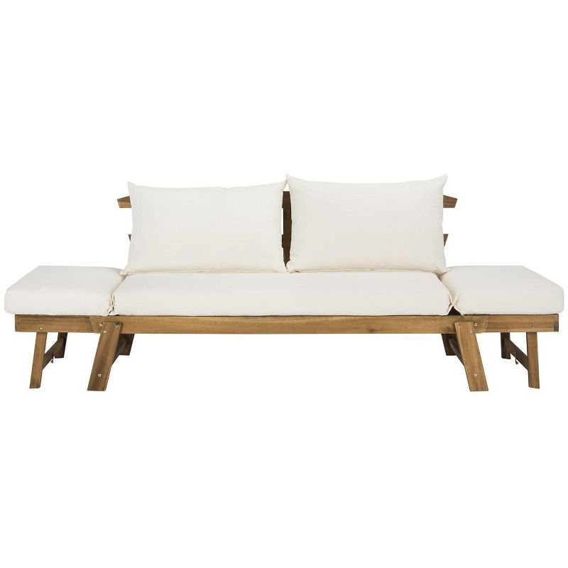 Natural Acacia Wood Daybed with Beige Cushions