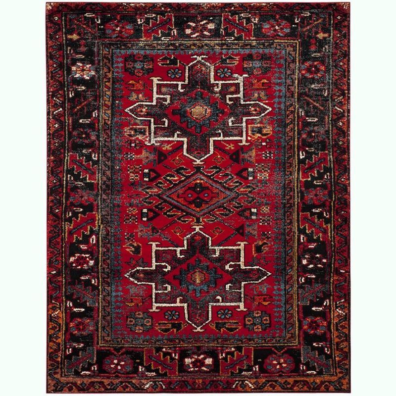 Elegant Vintage Red Synthetic Rectangular Area Rug - Easy Care