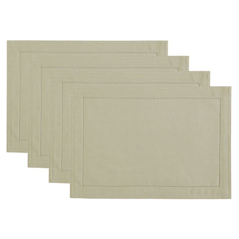 Fog Gray Polyester Eyelet Border Placemats, Set of 4, 13"x19"