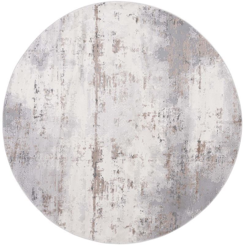 Eternal Gray and Beige Round Wool Area Rug