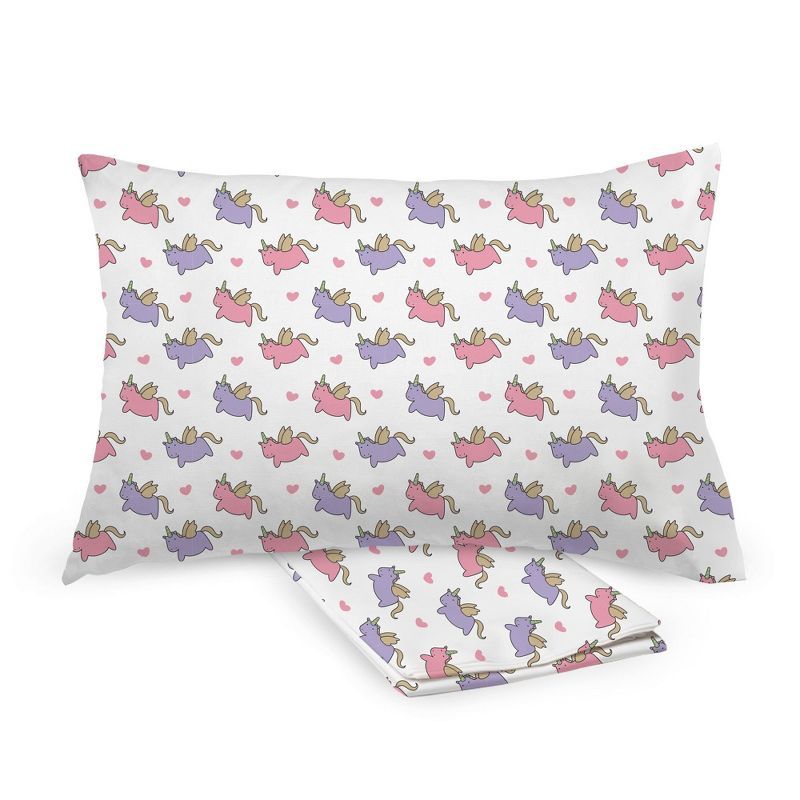 Unicorn Print Cotton Toddler Pillowcase Set, 13" x 18"