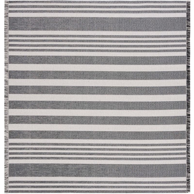 Augustine Black and Ivory Flat Woven Square Rug