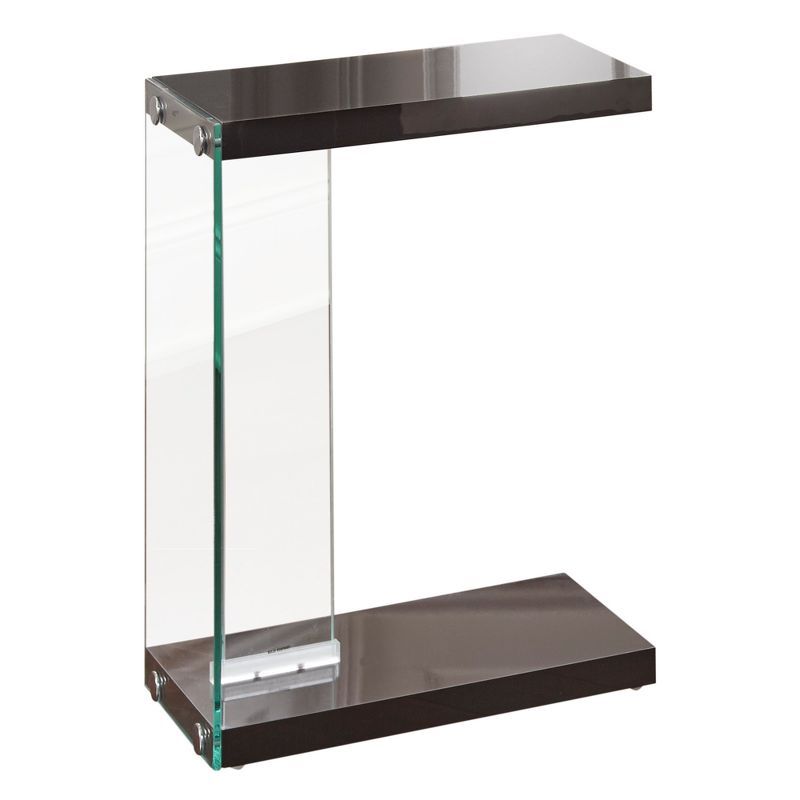 Elaina Black Glass and Wood Rectangular End Table