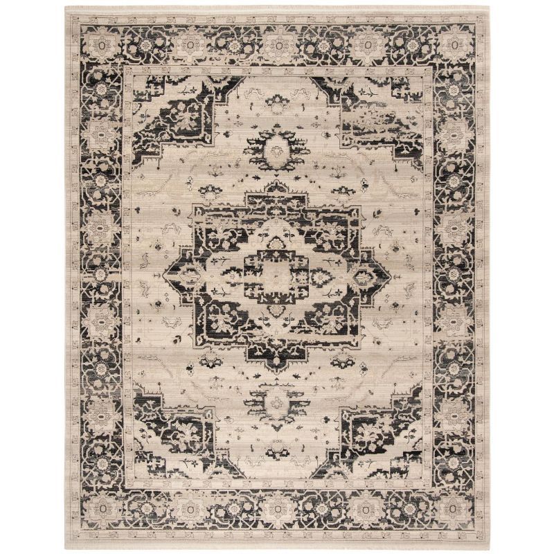 Heirloom Elegance Ivory/Charcoal Synthetic 9' x 12' Area Rug