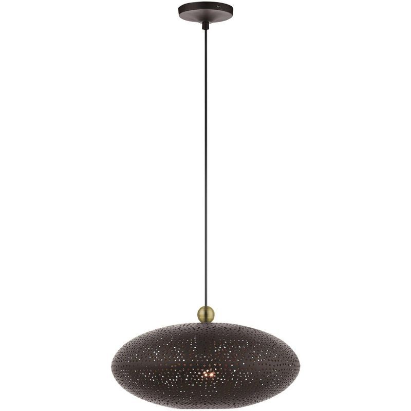 Dublin 16" Bronze and Antique Brass Oval Pendant Light