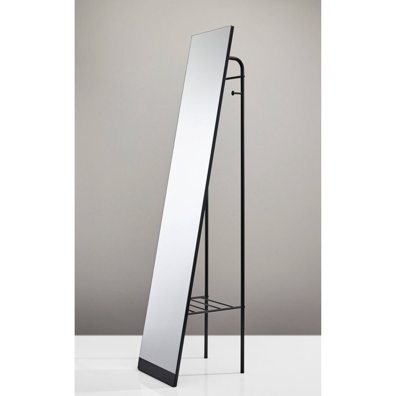 Elegant Full-Length Freestanding Rectangular Mirror with Storage Shelf