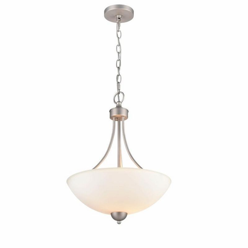 Ivey Lake Satin Nickel Pendant Light with Etched Glass Globe