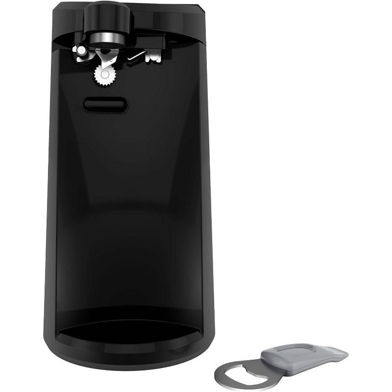 Black Extra-Tall Plastic Electric Can Opener with Multi-Tool